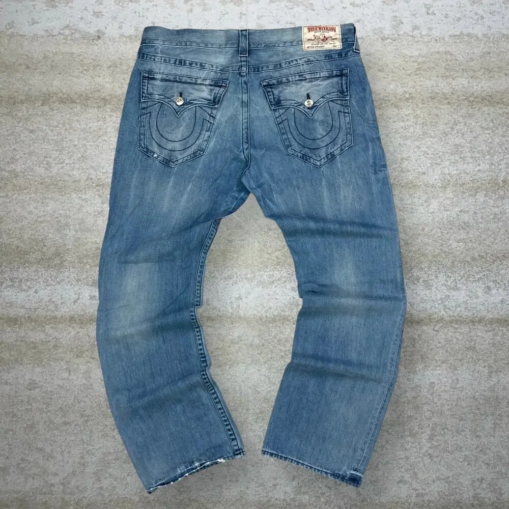 Vintage Y2K True Religion Skater Jeans 40x34 Regular Straight Leg Fit Light Wash